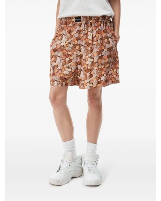 Alexander Wang Brown Coin-Print Elasticated Shorts