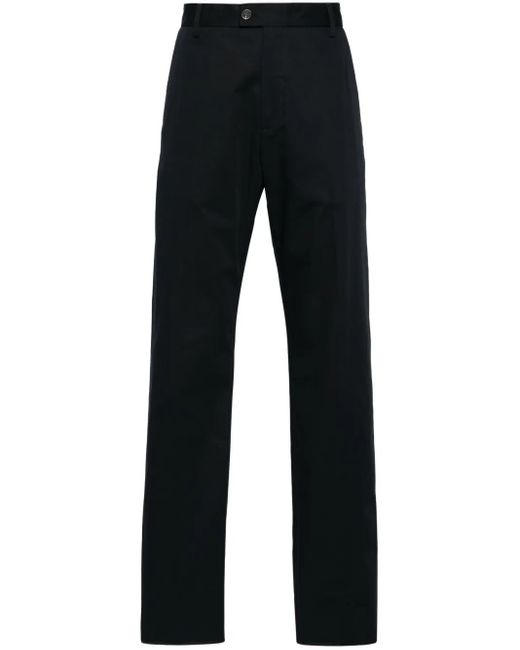 McQueen Blue Gabardine Straight-Leg Trousers for men