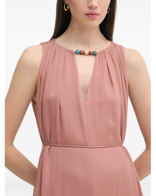 Patrizia Pepe Pink Bead-Embellished Pleated Dress