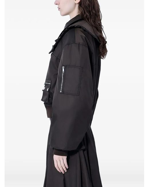 Ganni Black Ruffled Multiple Pockets Jacket