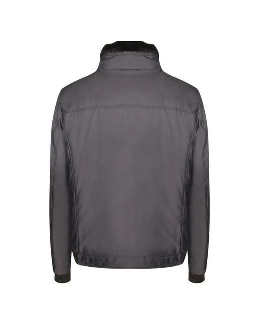 Moorer Gray Shearling-Lined Zip-Up Jacket for men