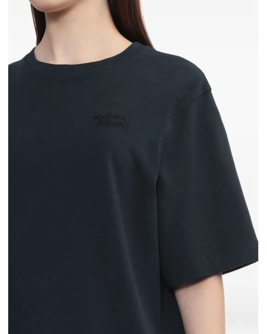 Maison Kitsuné T-Shirt Met Geborduurd Logo in het Blue