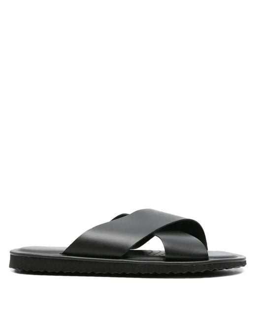 Geox Black Erice Cross-Strap Leather Sandals for men