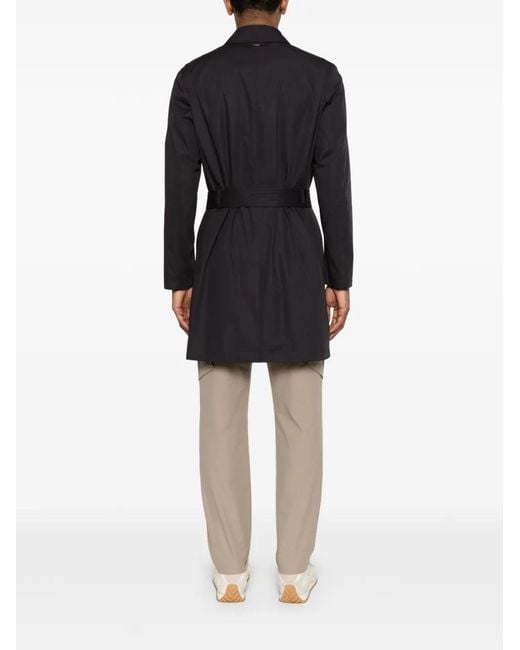Herno Black Double-Breasted Trench Coat for men