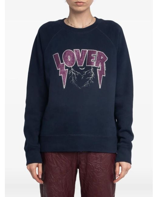 Zadig & Voltaire Blue Embellished-Graphic Sweatshirt