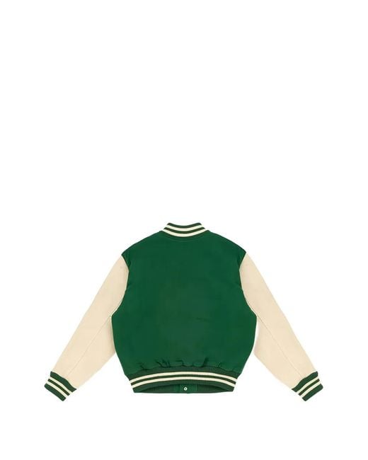 HTC Green College Logo-Embroidered Varsity Jacket for men