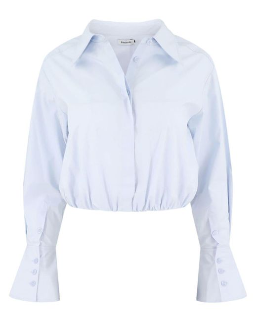 Jonathan Simkhai Blue Blythe Cotton Cropped Shirt