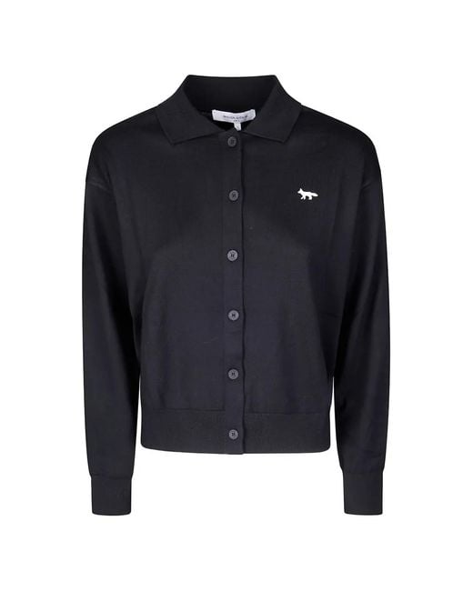 Maison Kitsuné Blue Profile Fox Merino Polo Cardigan