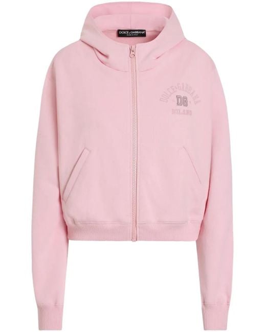 Dolce & Gabbana Pink Logo-Embroidered Hoodie