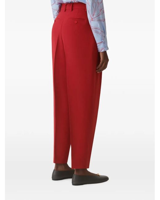 Fabiana Filippi Red Pleated Pressed-Crease Trousers