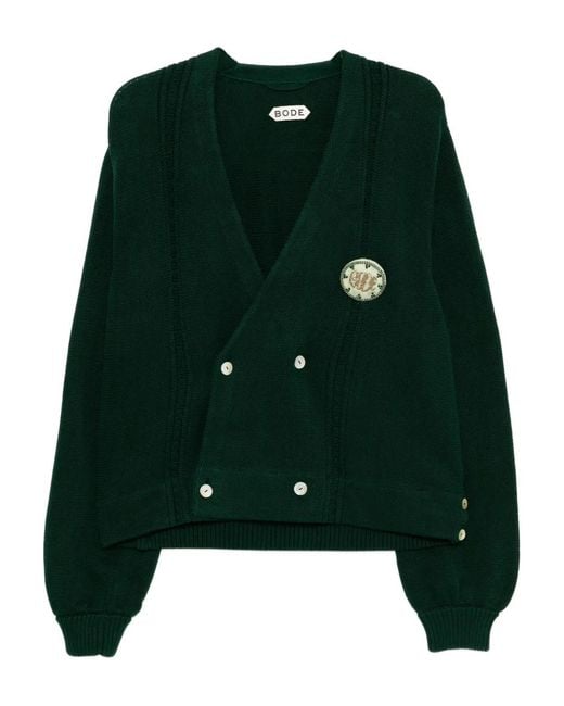 Bode Green Double-Breasted Cardigan for men