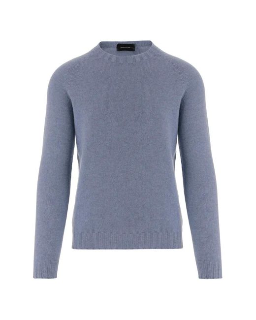 Tagliatore Blue Crew-Neck Raglan-Sleeve Sweater for men