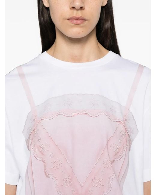 Simone Rocha Pink Trompe L'Oeil Print T-Shirt