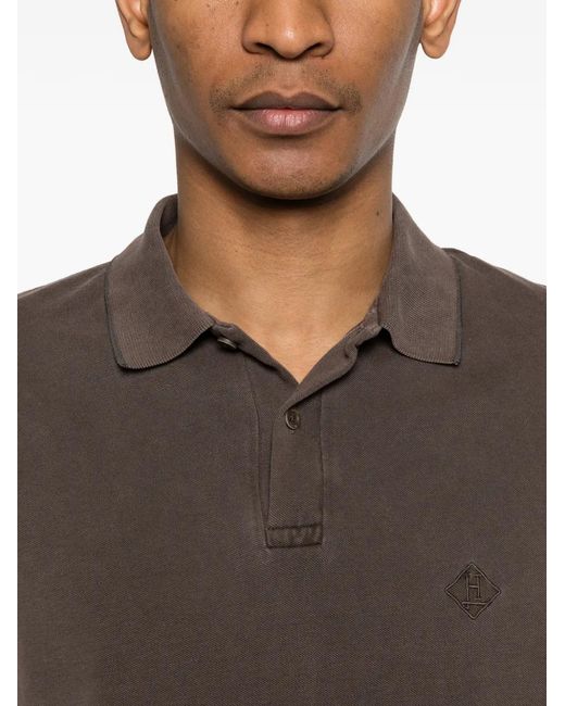 Herno Brown Polo À Logo Brodé for men