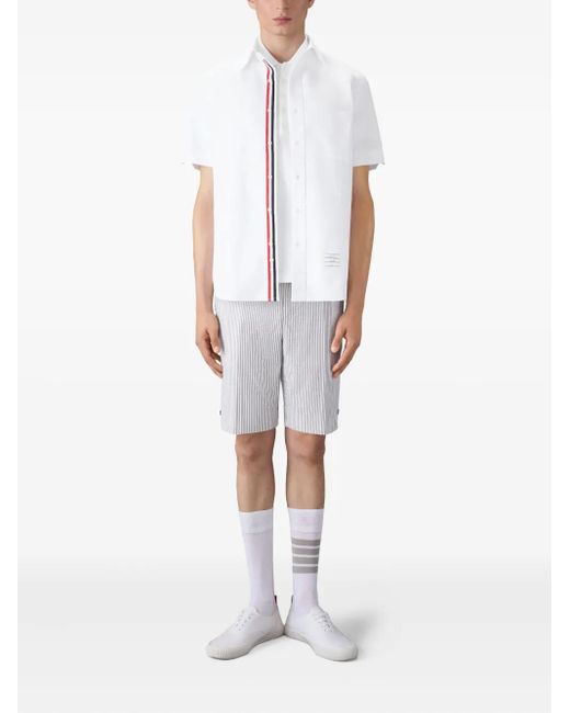 Thom Browne White Button-Placket Polo Shirt for men