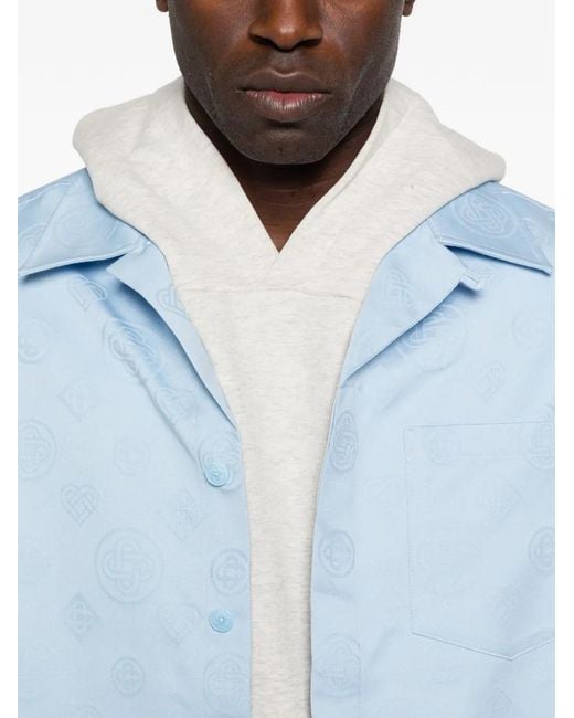 Casablanca Blue Monogram Short-Sleeve Shirt for men