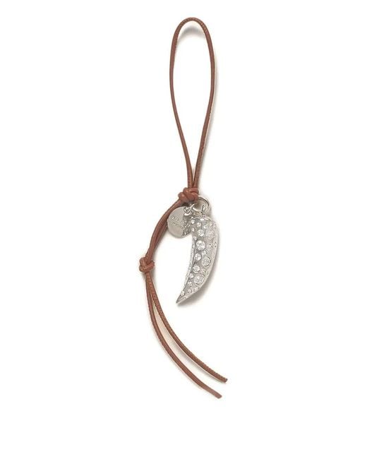 Marni Metallic Porte-Clés En Cuir À Breloque Dent De Loup