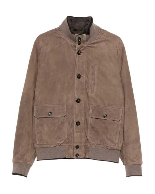 Moorer Brown Button-Fastening Flap-Pocket Jacket for men