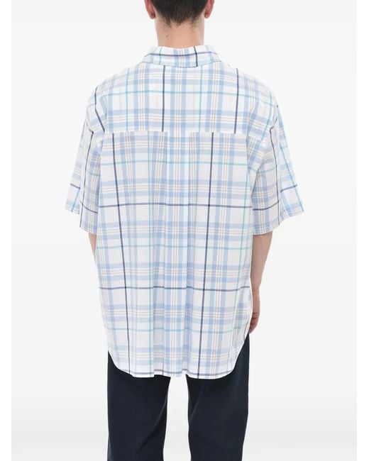 Willy Chavarria White Logo-Patch Checked Shirt for men