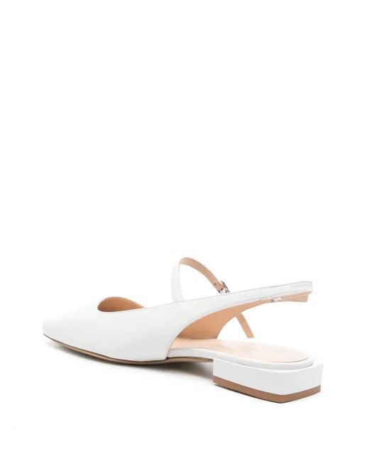 P.A.R.O.S.H. Natural Leather Slingback Flat Pumps