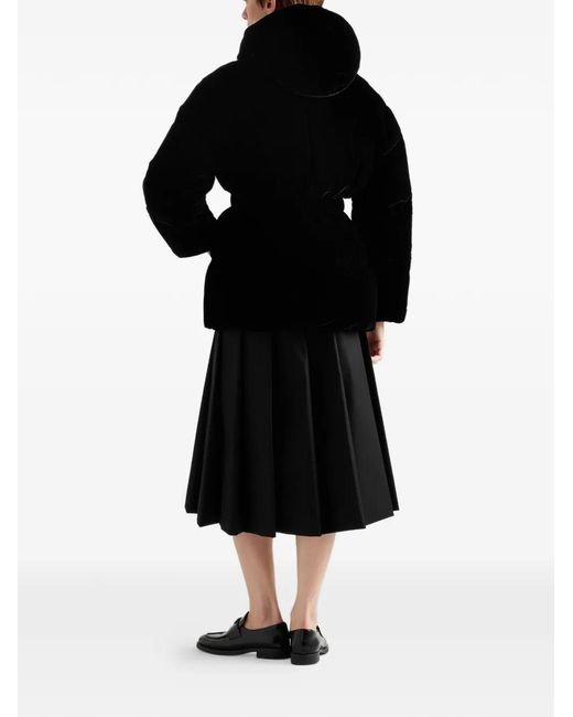 Prada Black Velvet Puffer Jacket