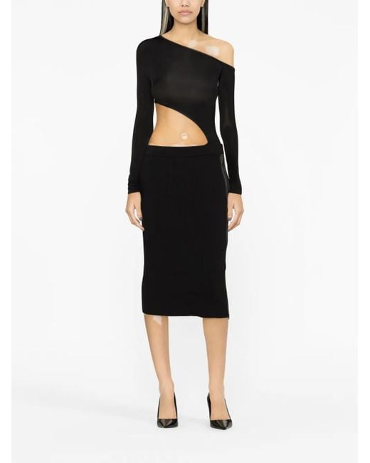 Tom Ford Black Zipped Ribbed Silk Skirt