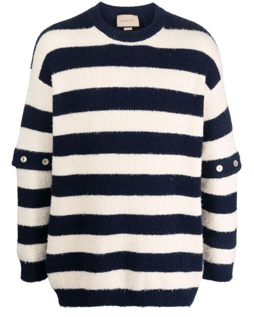 Gucci Blue Striped Knit Cotton Jumper for men