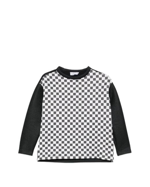 The Artistylist Black Checkerboard-Print Panelled Sweatshirt