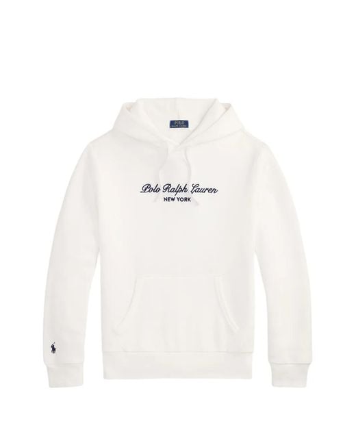 Polo Ralph Lauren White Logo-Embroidered Hoodie for men