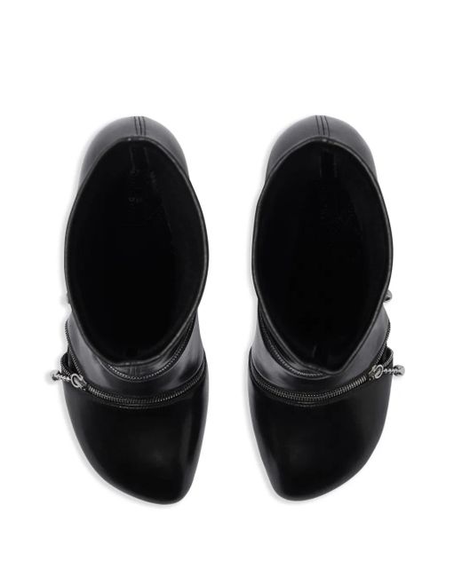 Burberry Black Leder -Peep -Knöchelstiefel