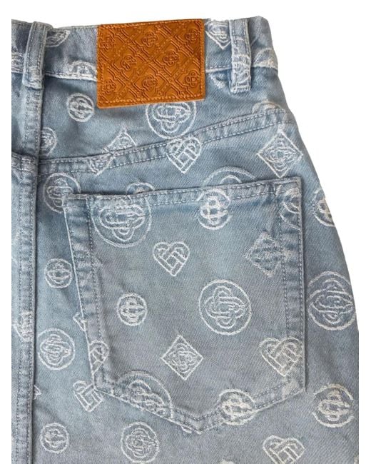 Casablanca Blue Monogram-Patterned Skirt