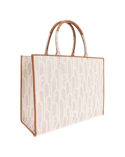 Furla Natural Patterned Handle Tote Bag