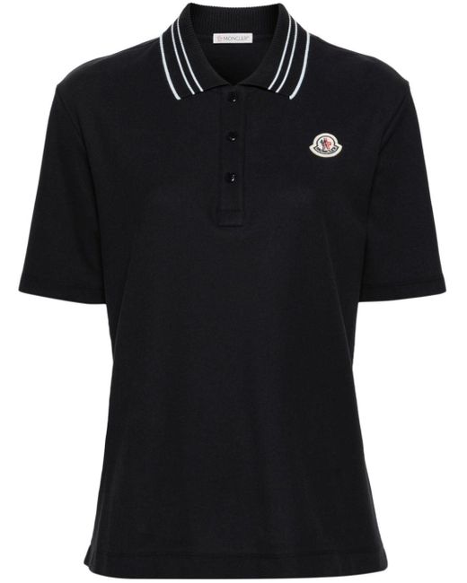 Moncler Black Poloshirt mit Logo-Patch