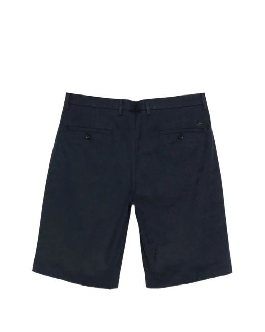 Etro Blue Buttoned Cotton Shorts for men