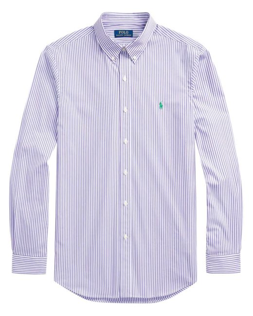 Camicia a righe con ricamo Polo Pony di Polo Ralph Lauren in Purple da Uomo