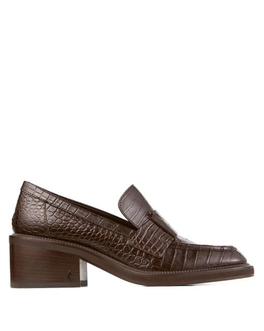Jimmy Choo Brown Tylor 60 Leather Heeled Loafers
