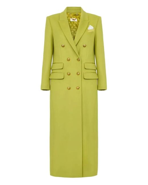Elisabetta Franchi Yellow Double-Breasted Pocket-Square Coat