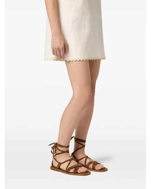 Miu Miu Brown Lace-Up Crossover-Strap Sandals