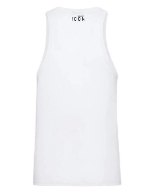 DSquared² White Logo-Print Tank Top for men