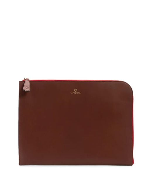 La Portegna Brown Mendocino Leather Document Holder for men