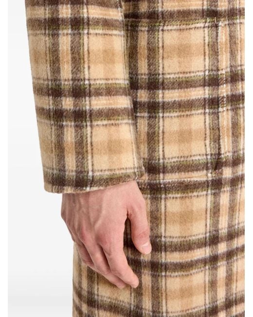 Etro Brown Checked-Pattern Reversible Coat for men