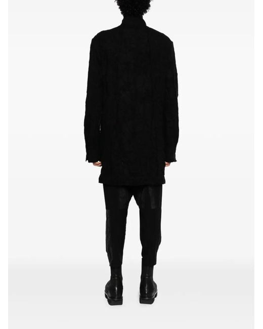D HYGEN Black Crinkled-Effect Coat for men