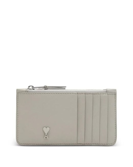 AMI Gray Ami De Coeur Leather Cardholder