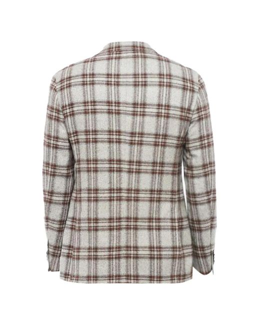Corneliani Gray Checked-Pattern Single-Breasted Blazer for men