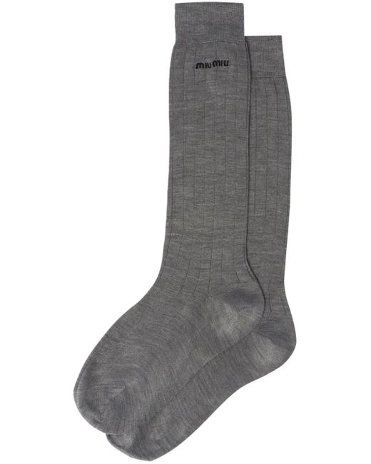 Miu Miu Gray Silk Socks