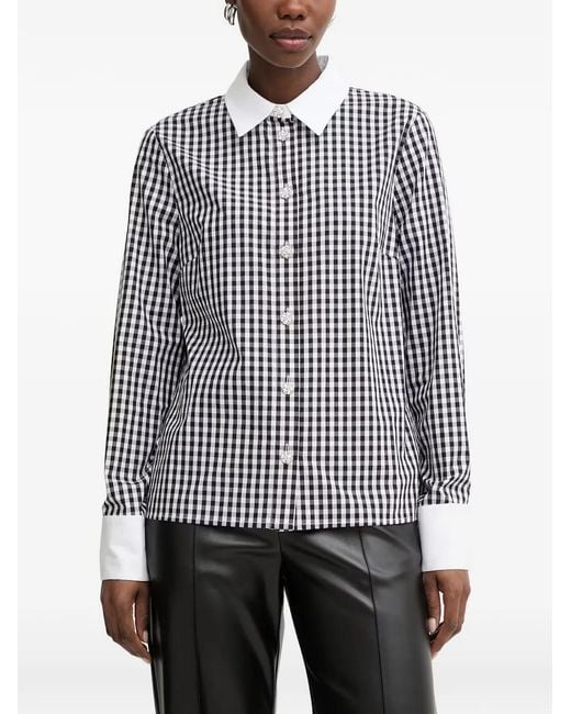 Morgan Black Gingham Crystal-Embellished Shirt