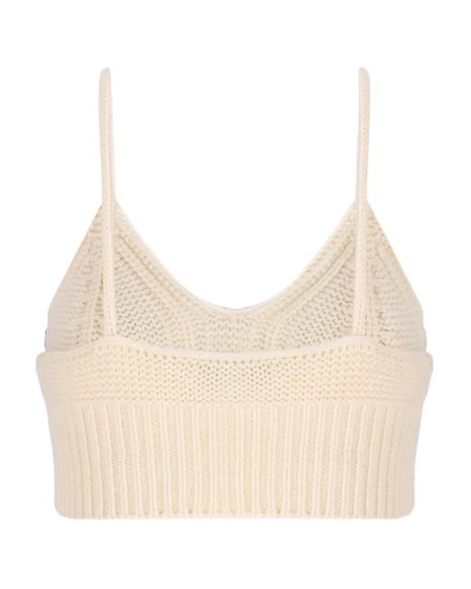 Laneus Natural Embellished Knitted Top