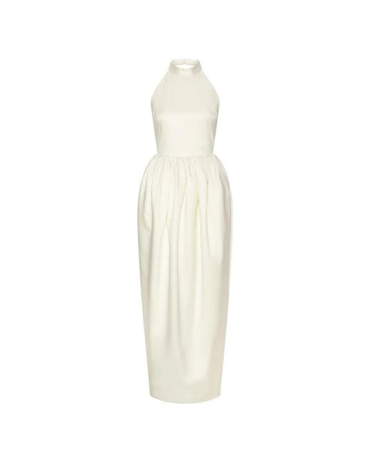 ROTATE BIRGER CHRISTENSEN White Halterneck Satin Maxi Dress