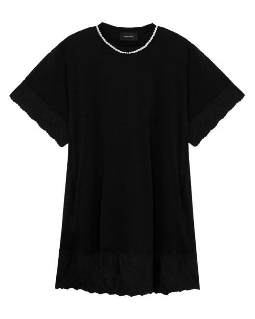 Simone Rocha Black T-Shirt mit Perlenverzierung