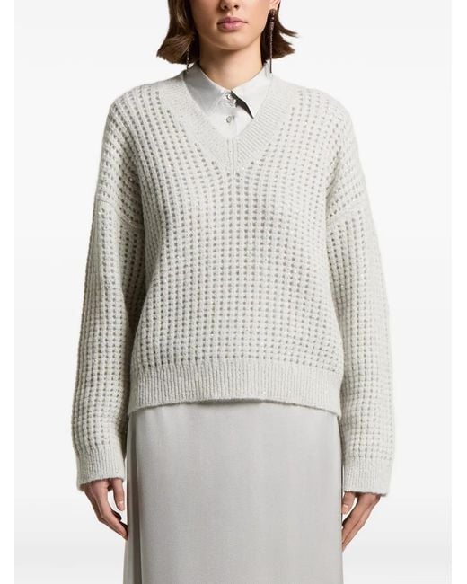 Peserico Gray Waffle-Knit Sweater
